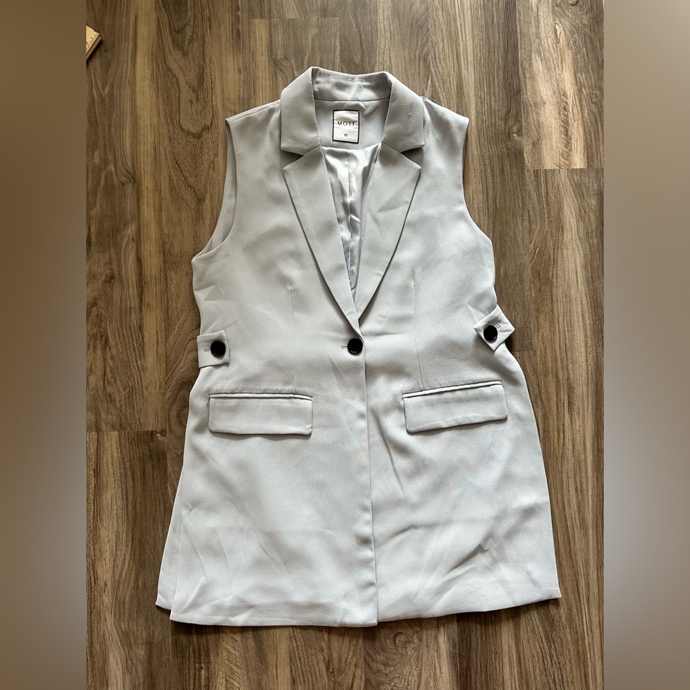 MOTF womens Business Blazer Vest LONGLINE WAISTCOAT Size M